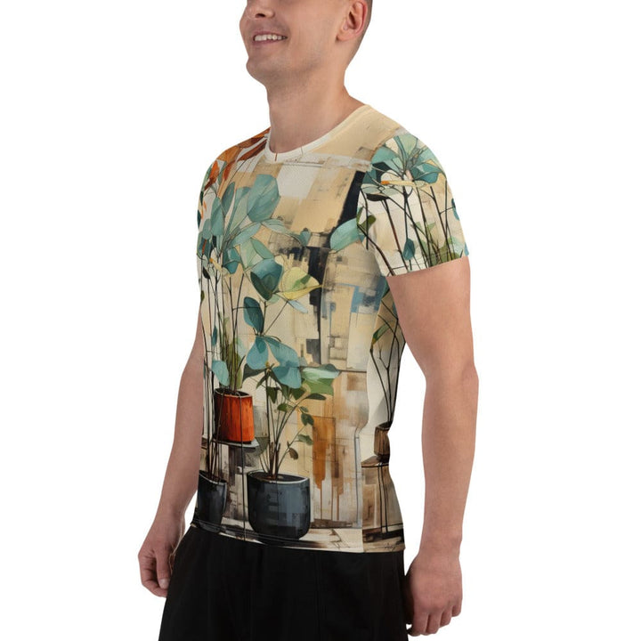 Mens Stretch Fit Athletic Sports T-shirt - Rustic Botanical Plants