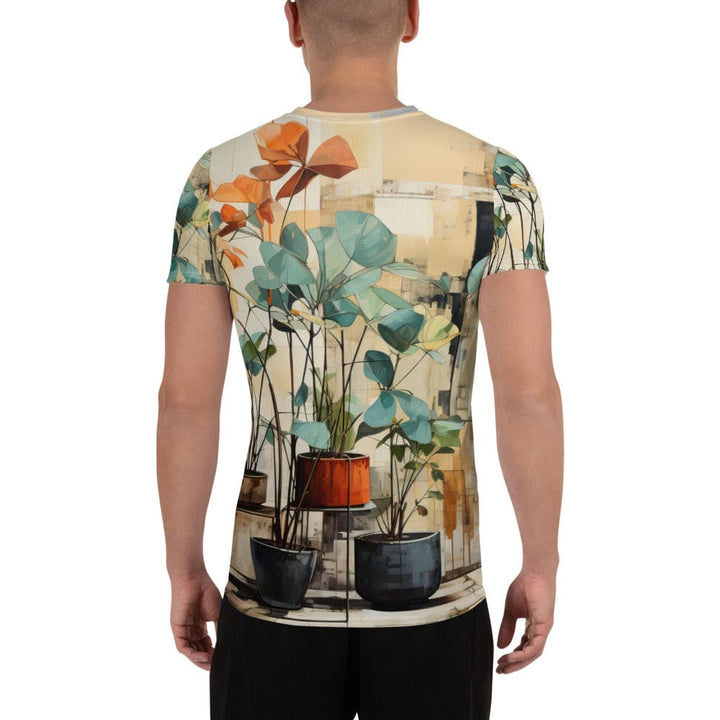 Mens Stretch Fit Athletic Sports T-shirt - Rustic Botanical Plants