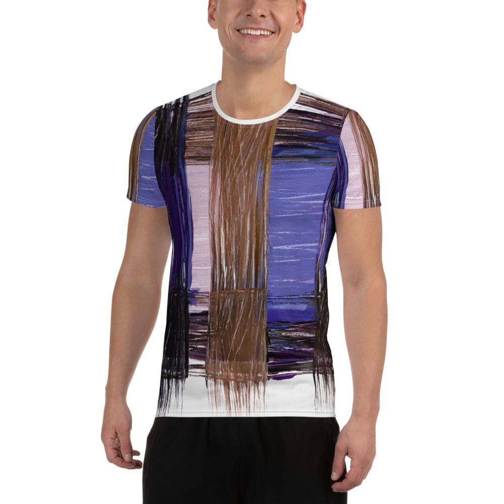 Mens Stretch Fit Athletic Sports T-shirt - Rustic Brown Interweave