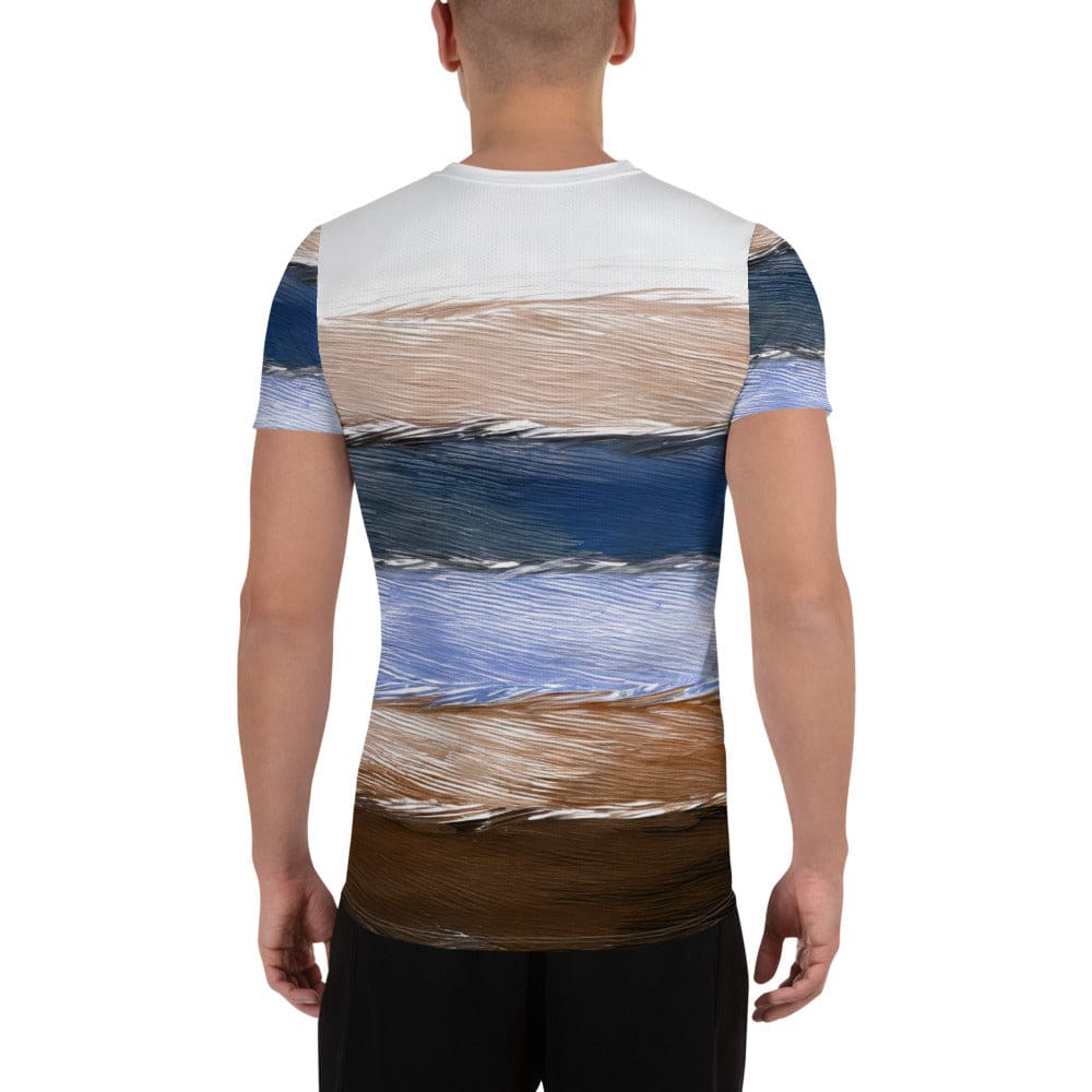 Mens Stretch Fit Athletic Sports T-shirt - Rustic Hues Pattern