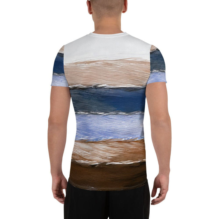 Mens Stretch Fit Athletic Sports T-shirt - Rustic Hues Pattern