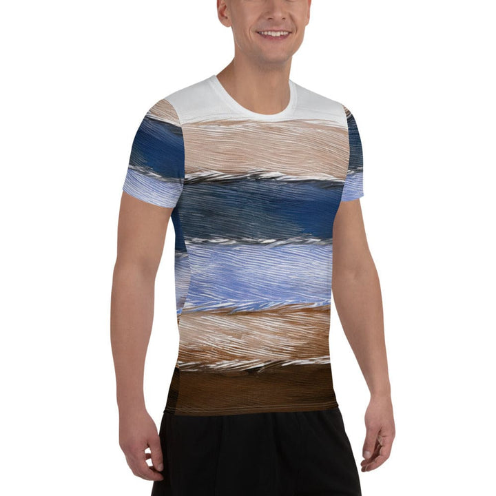 Mens Stretch Fit Athletic Sports T-shirt - Rustic Hues Pattern