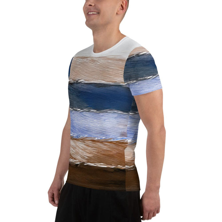 Mens Stretch Fit Athletic Sports T-shirt - Rustic Hues Pattern