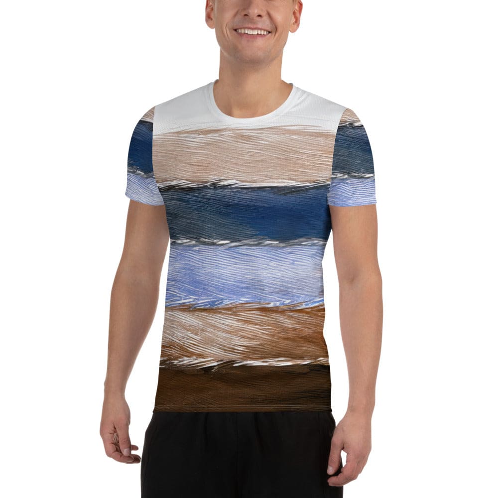 Mens Stretch Fit Athletic Sports T-shirt - Rustic Hues Pattern