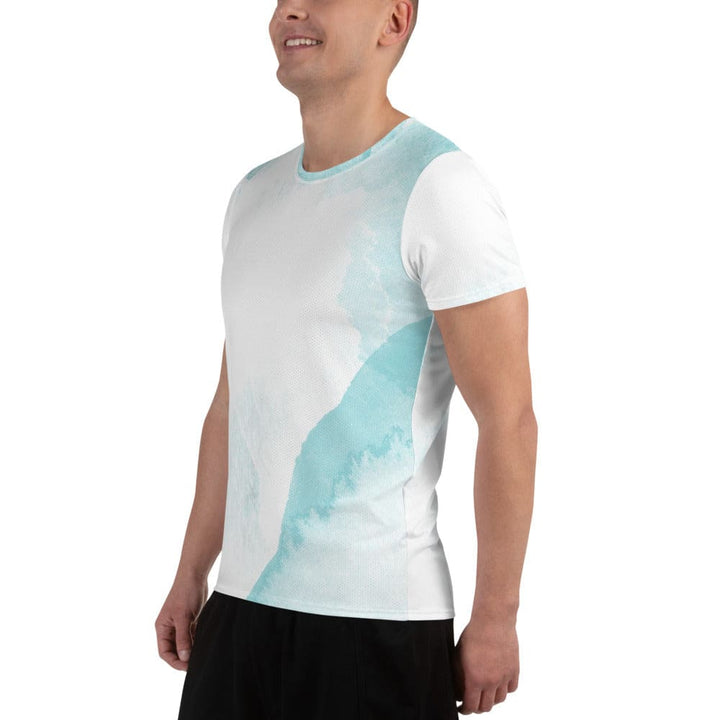 Mens Stretch Fit Athletic Sports T-shirt - Subtle Abstract Ocean Blue