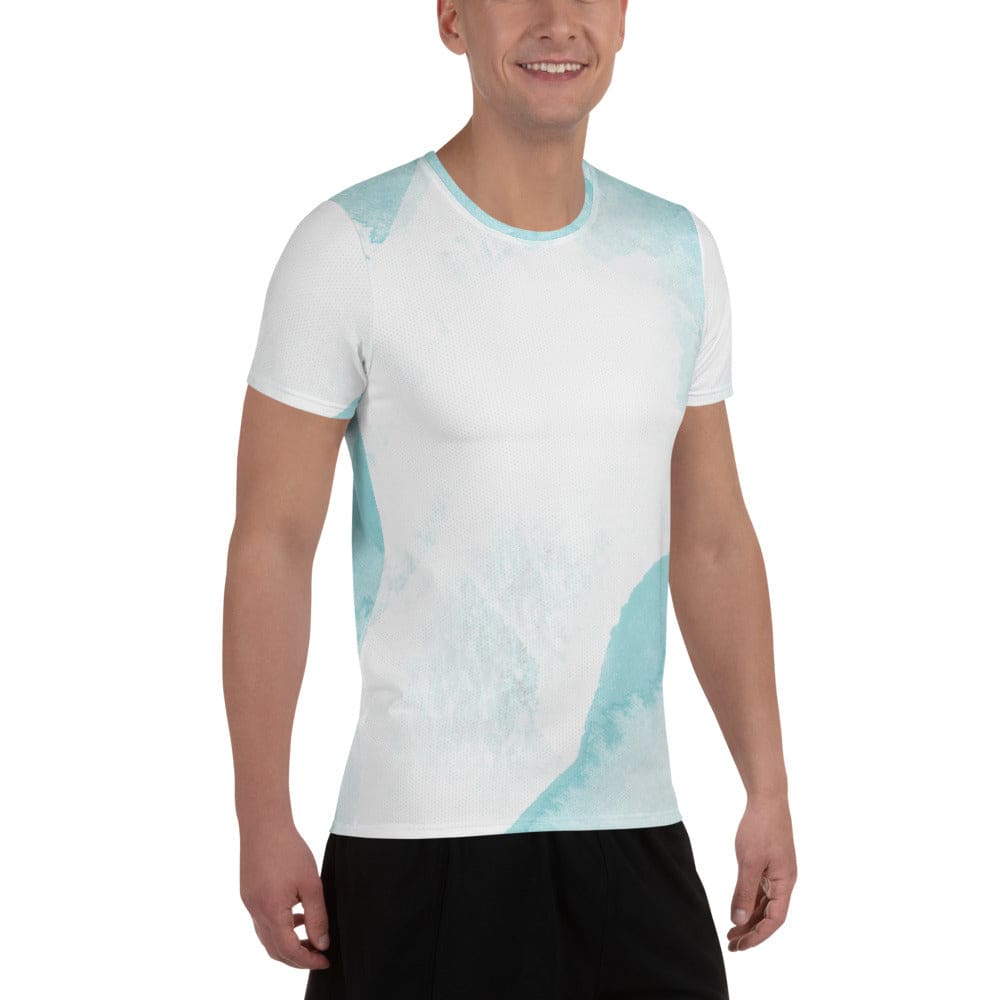 Mens Stretch Fit Athletic Sports T-shirt - Subtle Abstract Ocean Blue