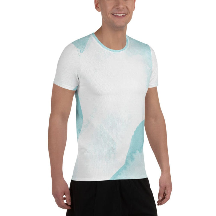 Mens Stretch Fit Athletic Sports T-shirt - Subtle Abstract Ocean Blue