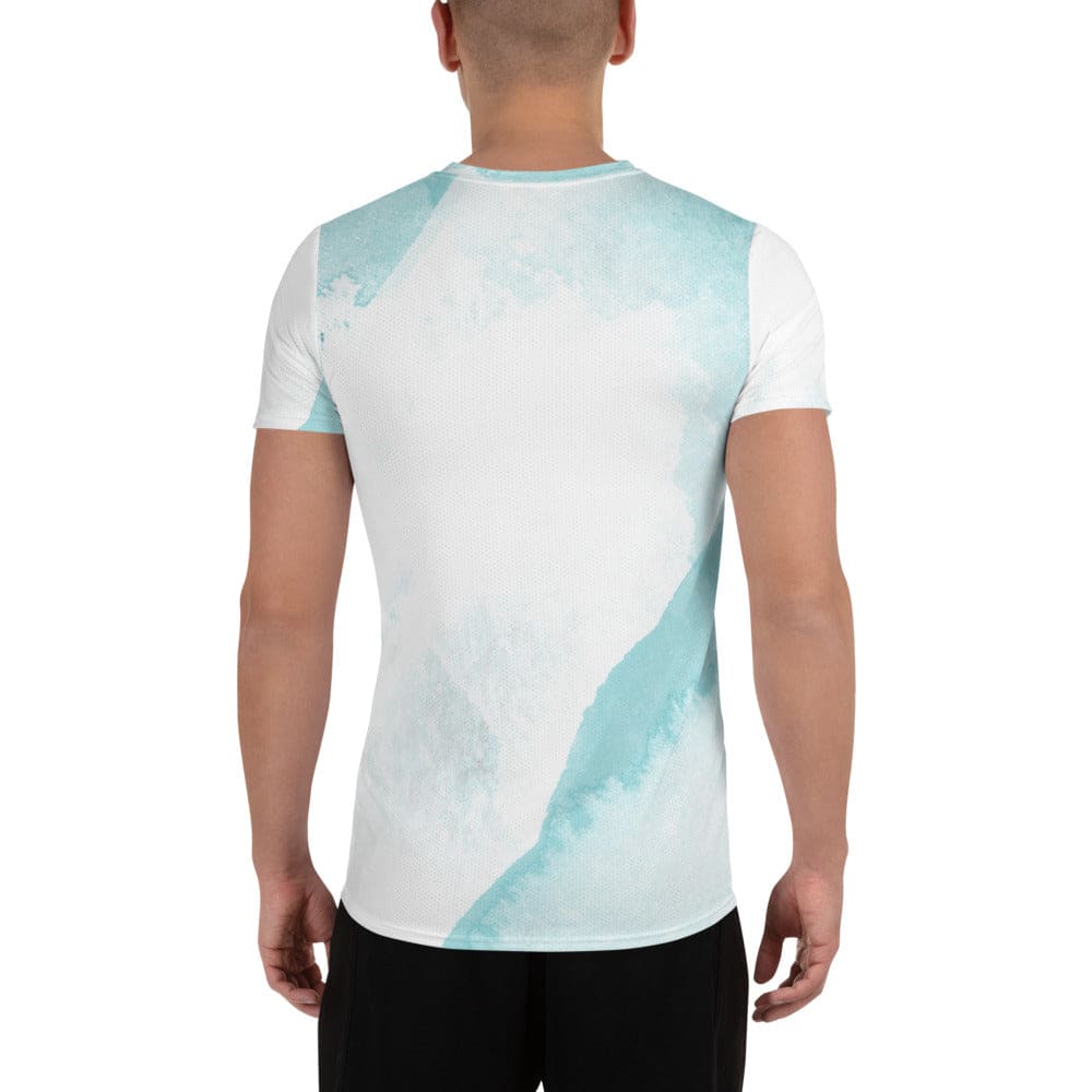Mens Stretch Fit Athletic Sports T-shirt - Subtle Abstract Ocean Blue