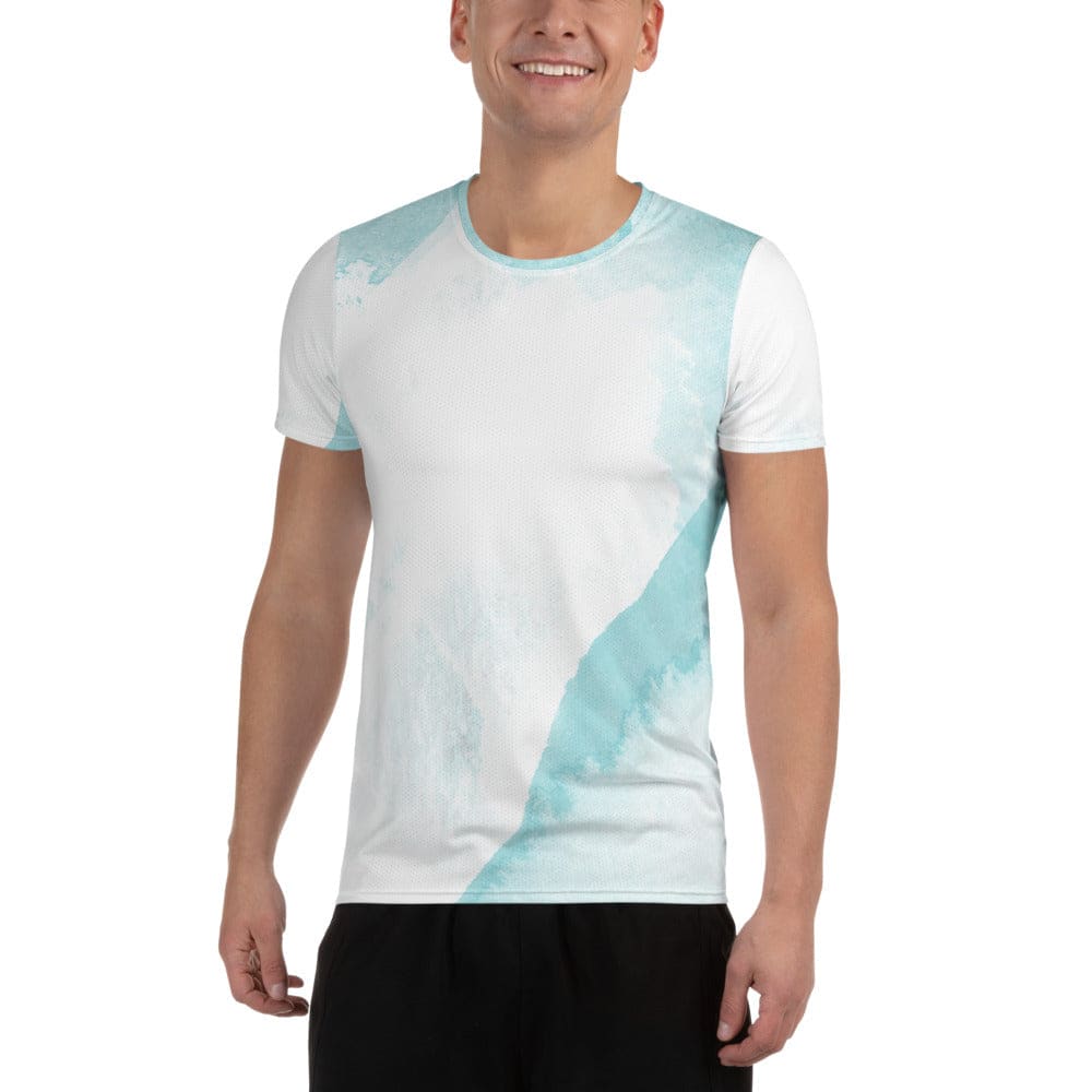 Mens Stretch Fit Athletic Sports T-shirt - Subtle Abstract Ocean Blue