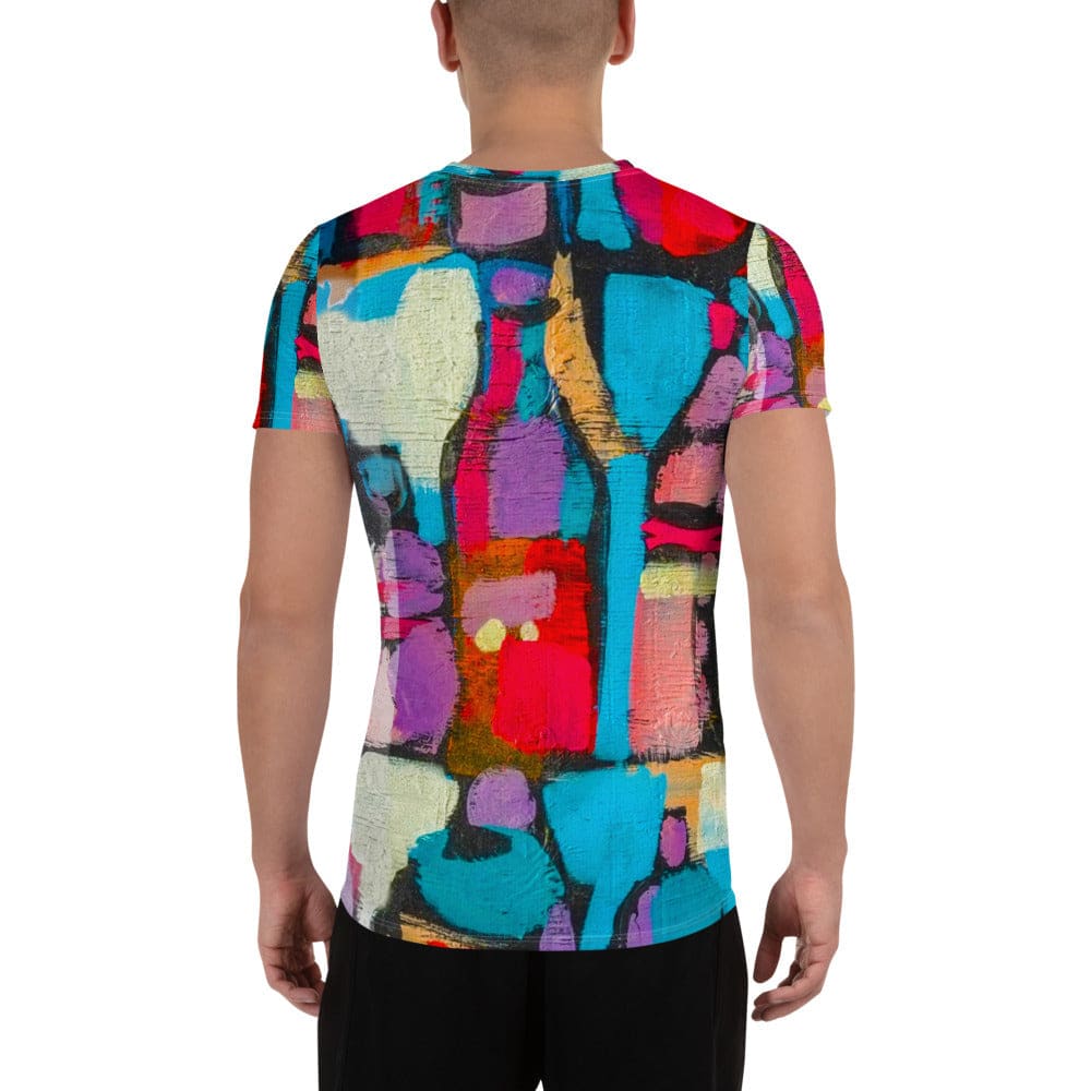 Mens Stretch Fit Athletic Sports T-shirt - Sutileza Red Multicolor