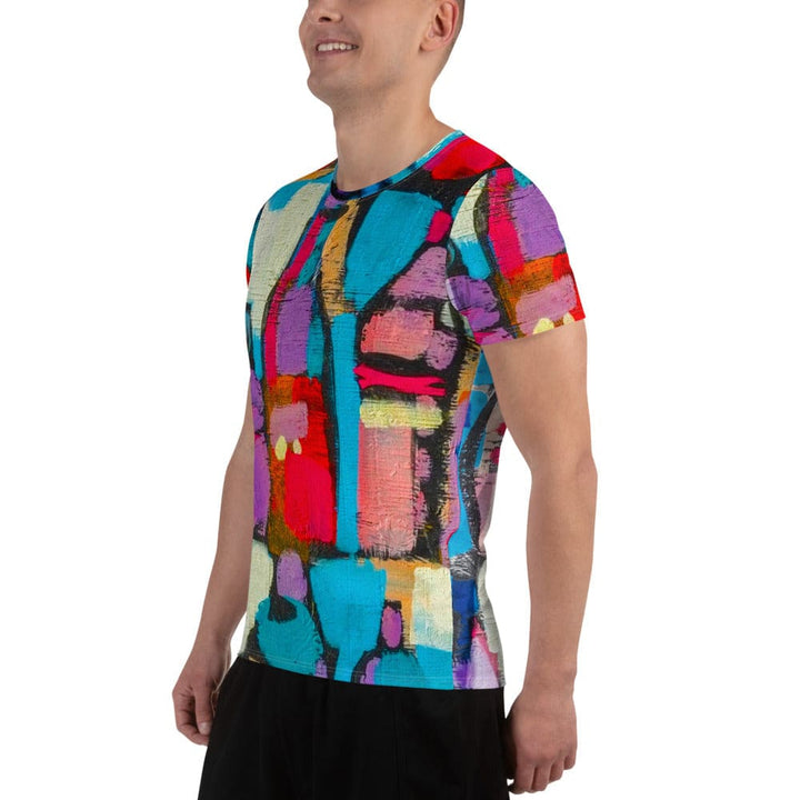 Mens Stretch Fit Athletic Sports T-shirt - Sutileza Red Multicolor