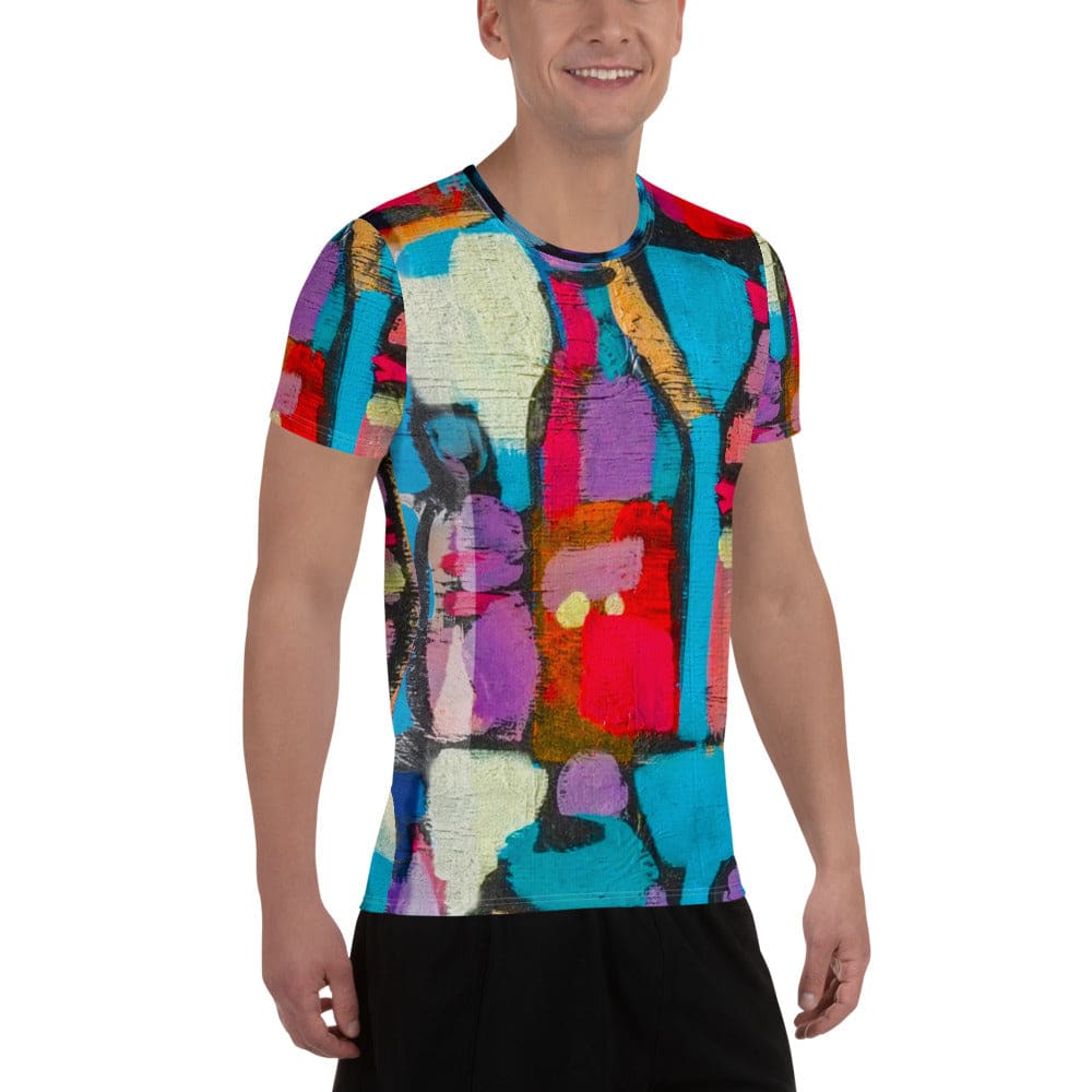Mens Stretch Fit Athletic Sports T-shirt - Sutileza Red Multicolor