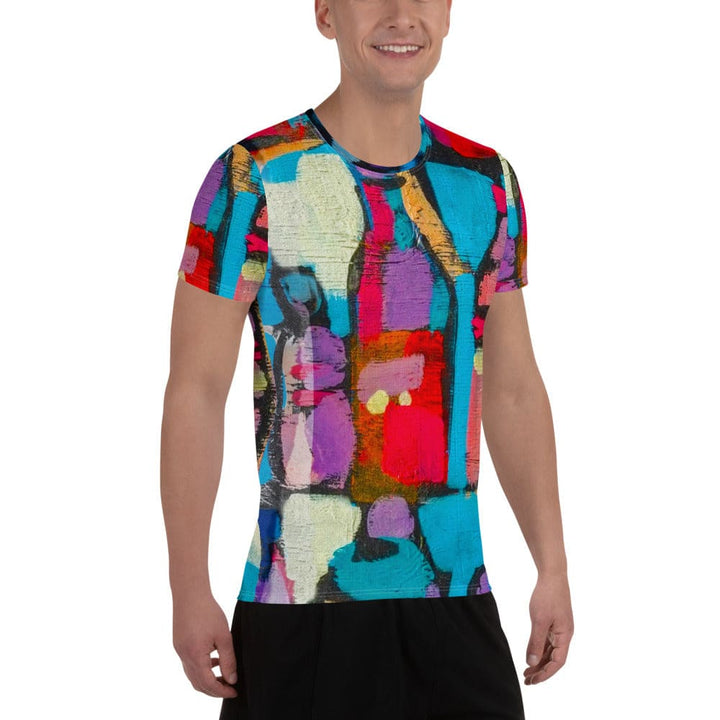 Mens Stretch Fit Athletic Sports T-shirt - Sutileza Red Multicolor