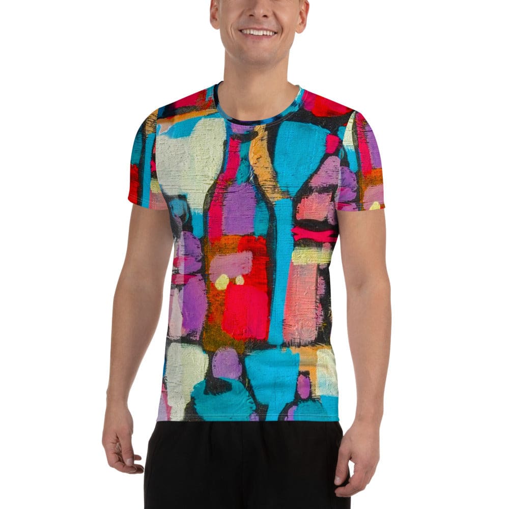Mens Stretch Fit Athletic Sports T-shirt - Sutileza Red Multicolor
