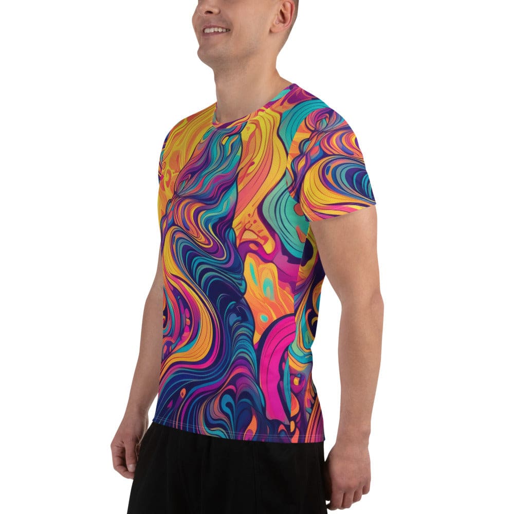 Mens Stretch Fit Athletic Sports T-shirt - Vibrant Psychedelic 3