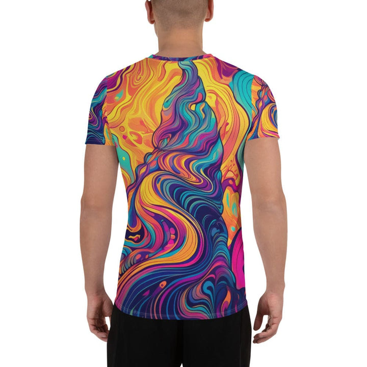Mens Stretch Fit Athletic Sports T-shirt - Vibrant Psychedelic 3