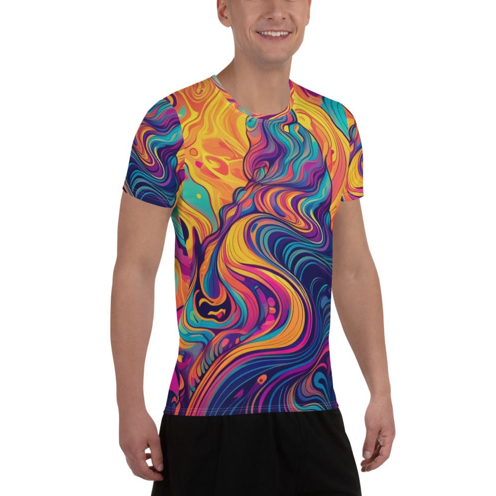 Mens Stretch Fit Athletic Sports T-shirt - Vibrant Psychedelic 3