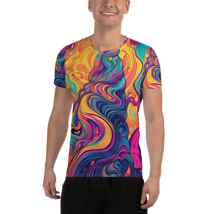 Mens Stretch Fit Athletic Sports T-shirt - Vibrant Psychedelic 3
