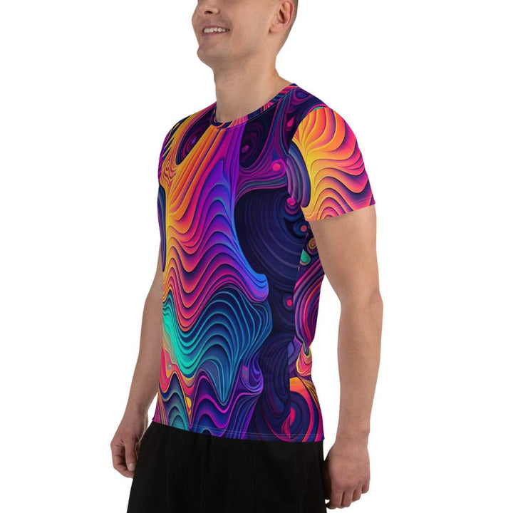 Mens Stretch Fit Athletic Sports T-shirt - Vibrant Psychedelic