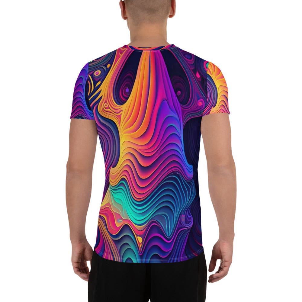 Mens Stretch Fit Athletic Sports T-shirt - Vibrant Psychedelic