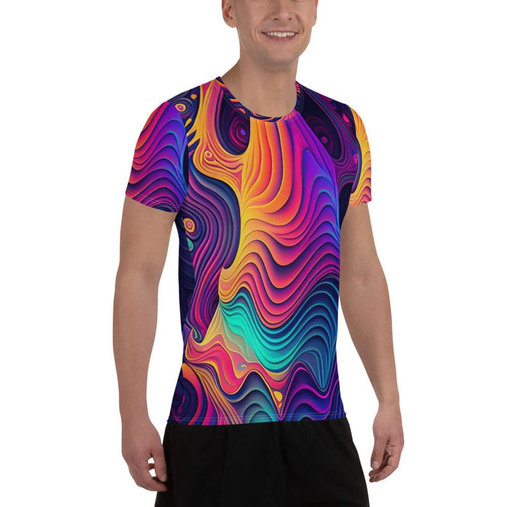 Mens Stretch Fit Athletic Sports T-shirt - Vibrant Psychedelic