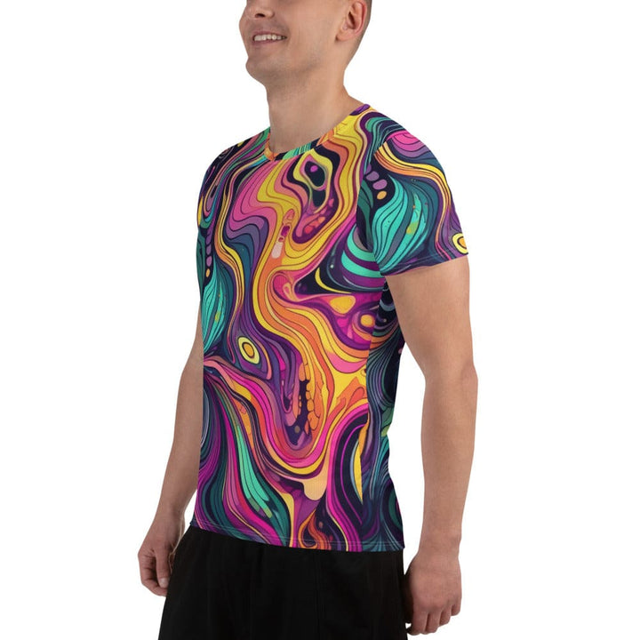 Mens Stretch Fit Athletic Sports T-shirt - Vibrant Psychedelic