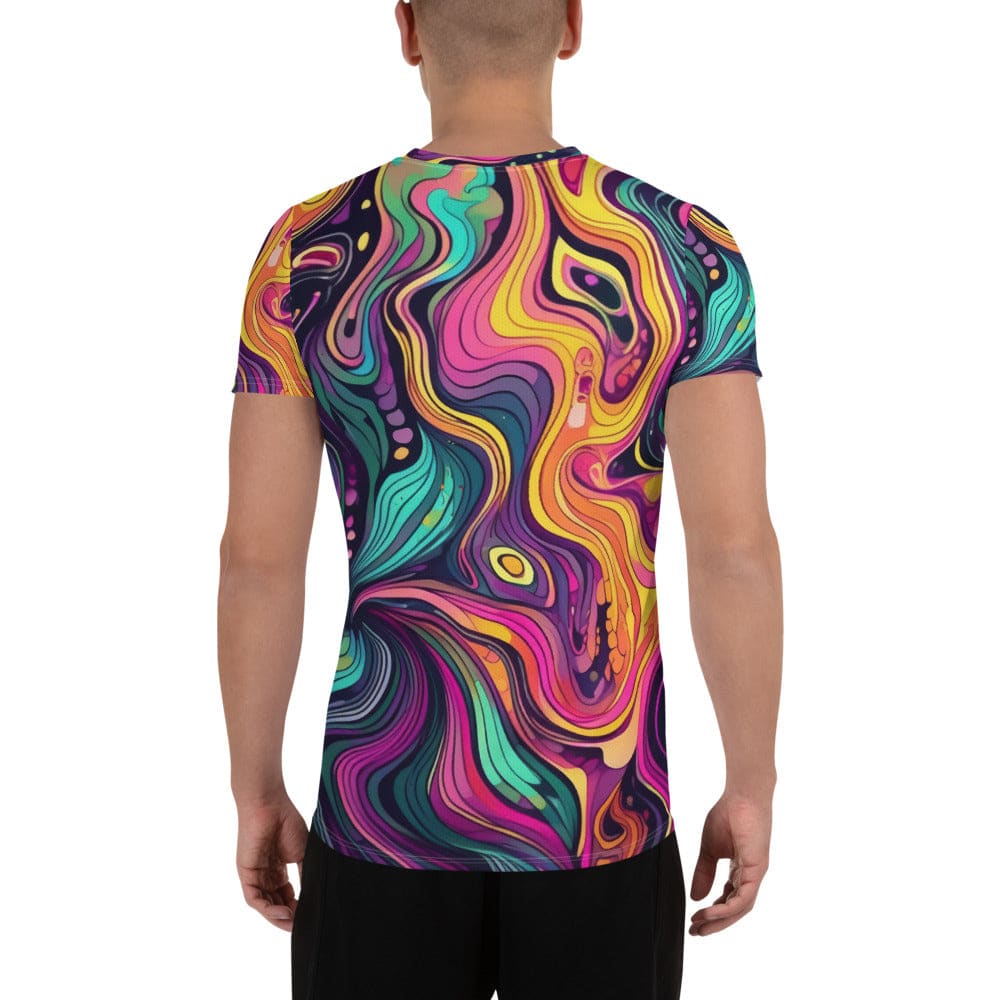 Mens Stretch Fit Athletic Sports T-shirt - Vibrant Psychedelic