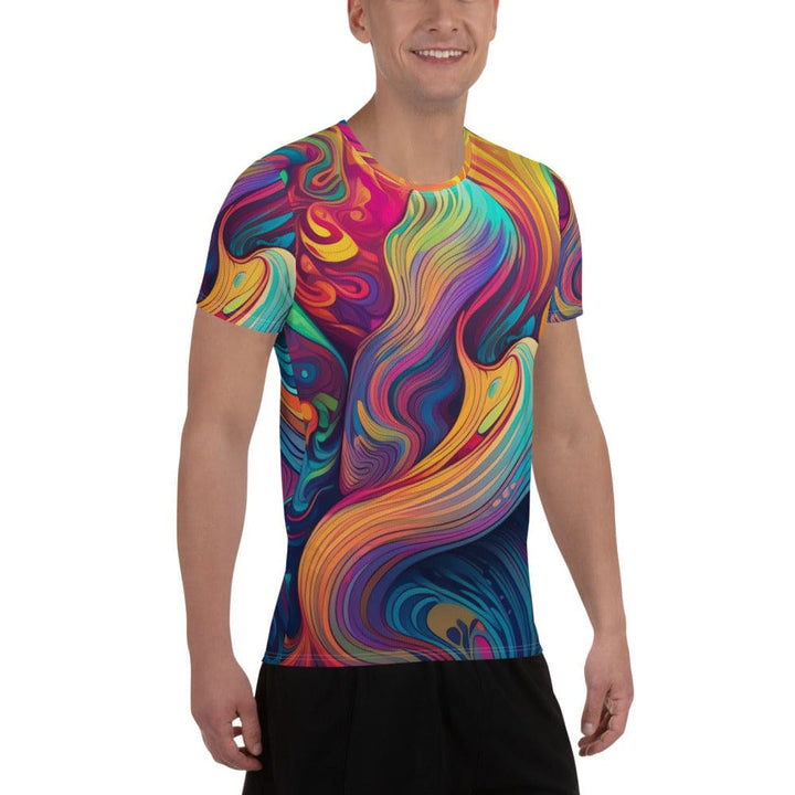 Mens Stretch Fit Athletic Sports T-shirt - Vibrant Psychedelic