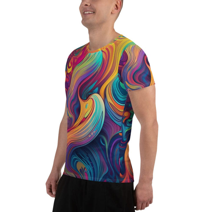 Mens Stretch Fit Athletic Sports T-shirt - Vibrant Psychedelic