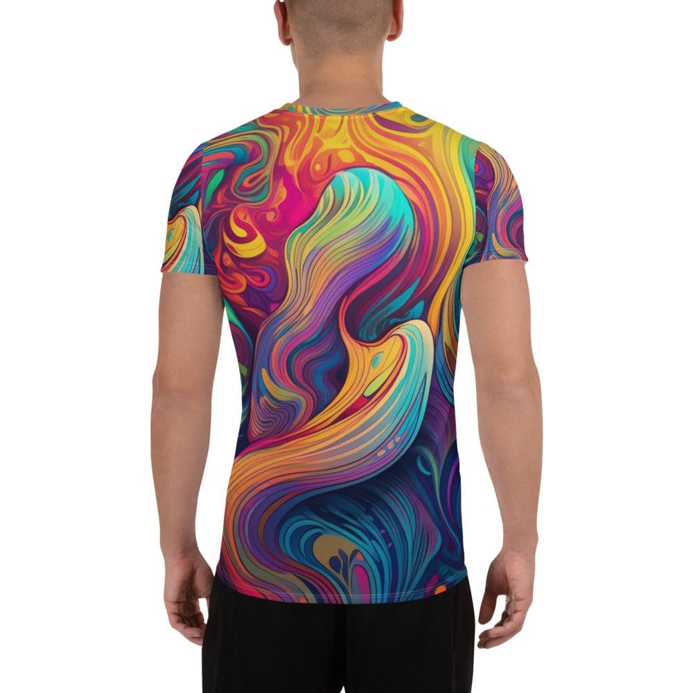 Mens Stretch Fit Athletic Sports T-shirt - Vibrant Psychedelic
