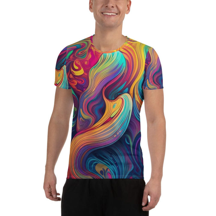 Mens Stretch Fit Athletic Sports T-shirt - Vibrant Psychedelic
