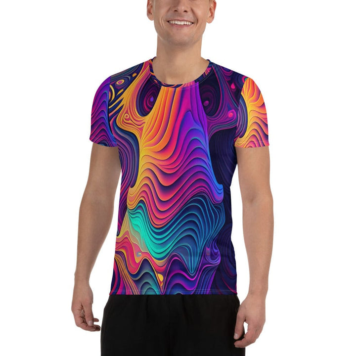Mens Stretch Fit Athletic Sports T-shirt - Vibrant Psychedelic