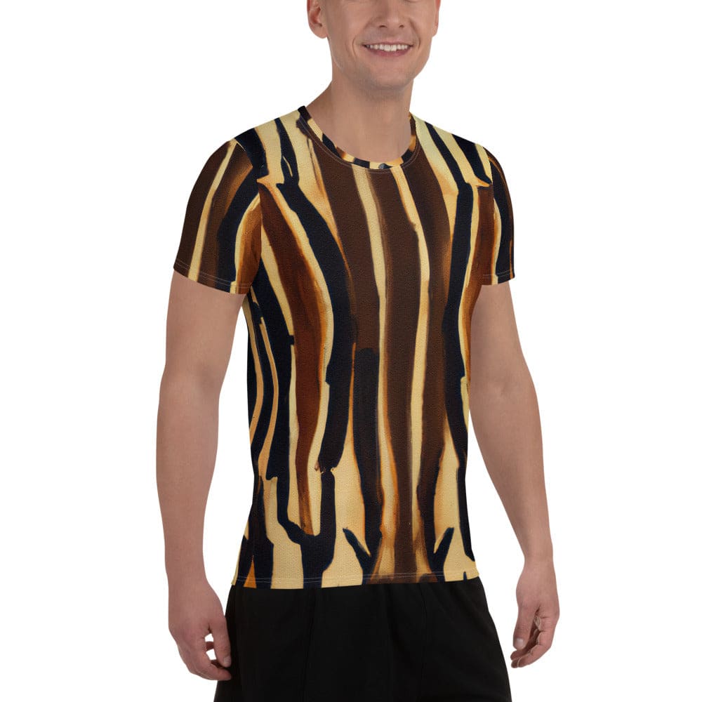 Mens Stretch Fit Athletic Sports T-shirt - Zorse Lines Print
