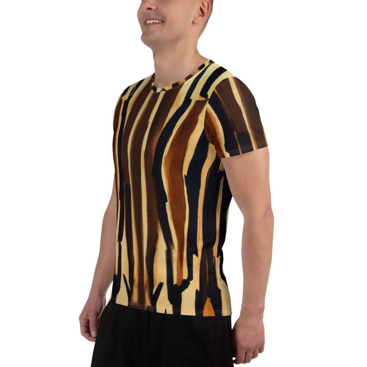 Mens Stretch Fit Athletic Sports T-shirt - Zorse Lines Print