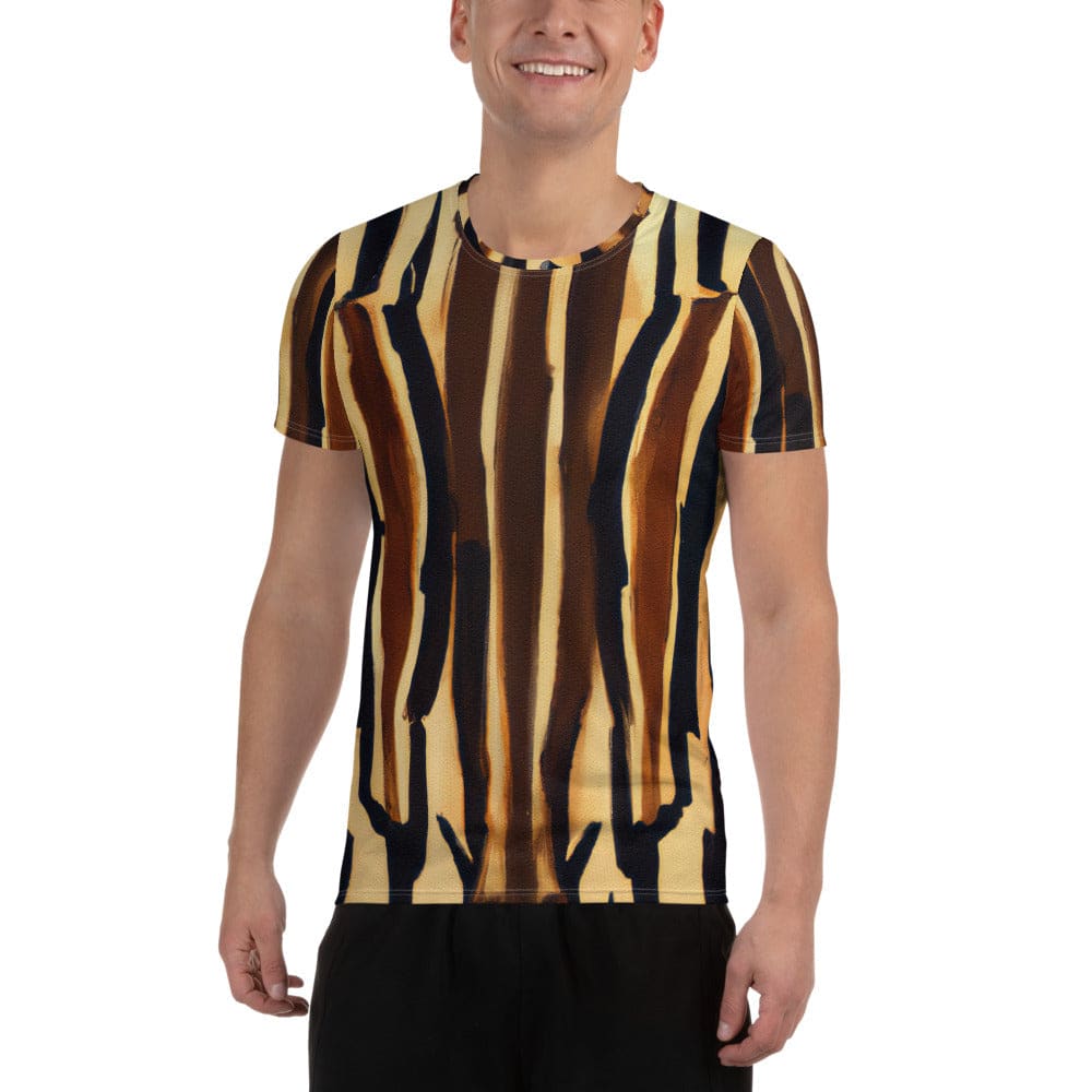Mens Stretch Fit Athletic Sports T-shirt - Zorse Lines Print