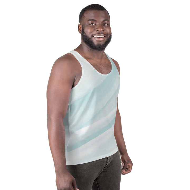 Mens Stretch Fit Tank Top Abstract Sky Blue Swirl Pattern 6390
