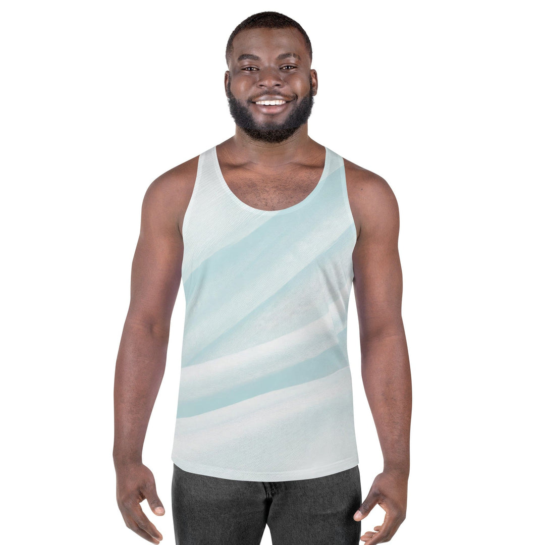 Mens Stretch Fit Tank Top Abstract Sky Blue Swirl Pattern 6390