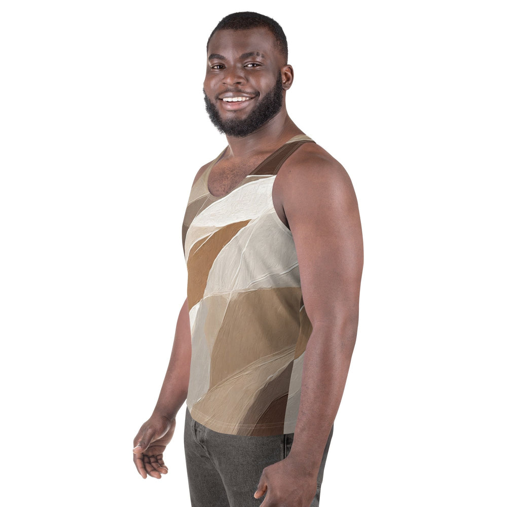 Mens Stretch Fit Tank Top Abstract Taupe Brown Textured Pattern 93796