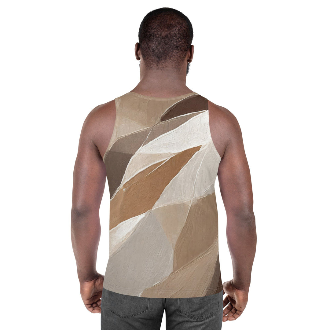 Mens Stretch Fit Tank Top Abstract Taupe Brown Textured Pattern 93796