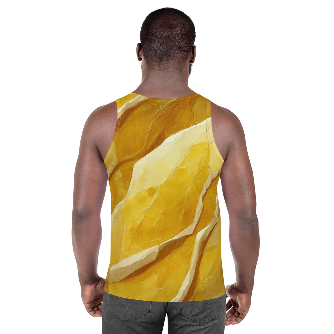 Mens Stretch Fit Tank Top Abstract Yellow Textured Pattern 78476