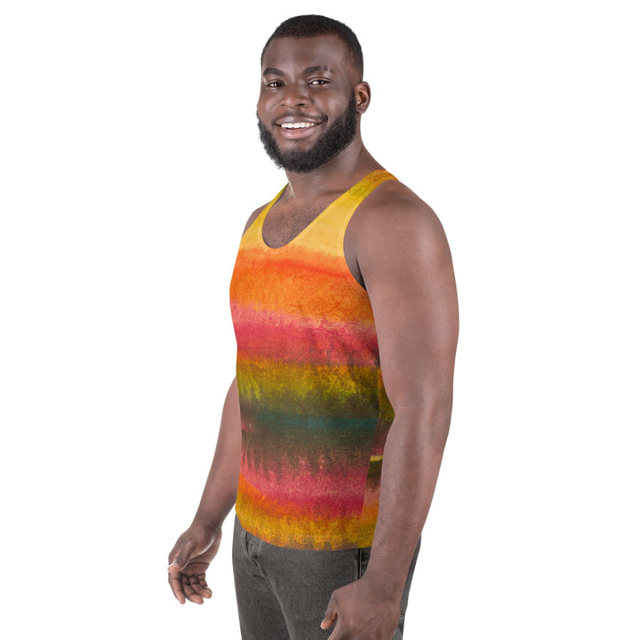 Mens Stretch Fit Tank Top Autumn Fall Watercolor Abstract Print
