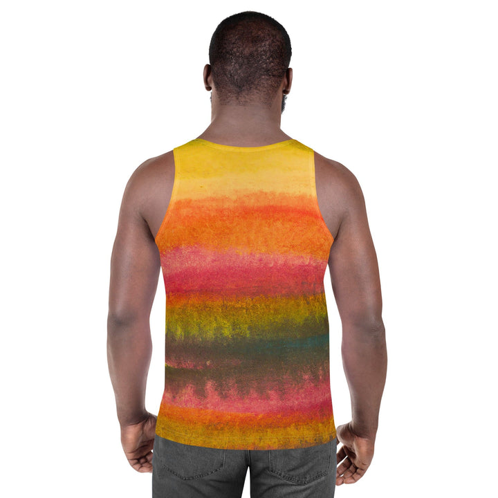 Mens Stretch Fit Tank Top Autumn Fall Watercolor Abstract Print