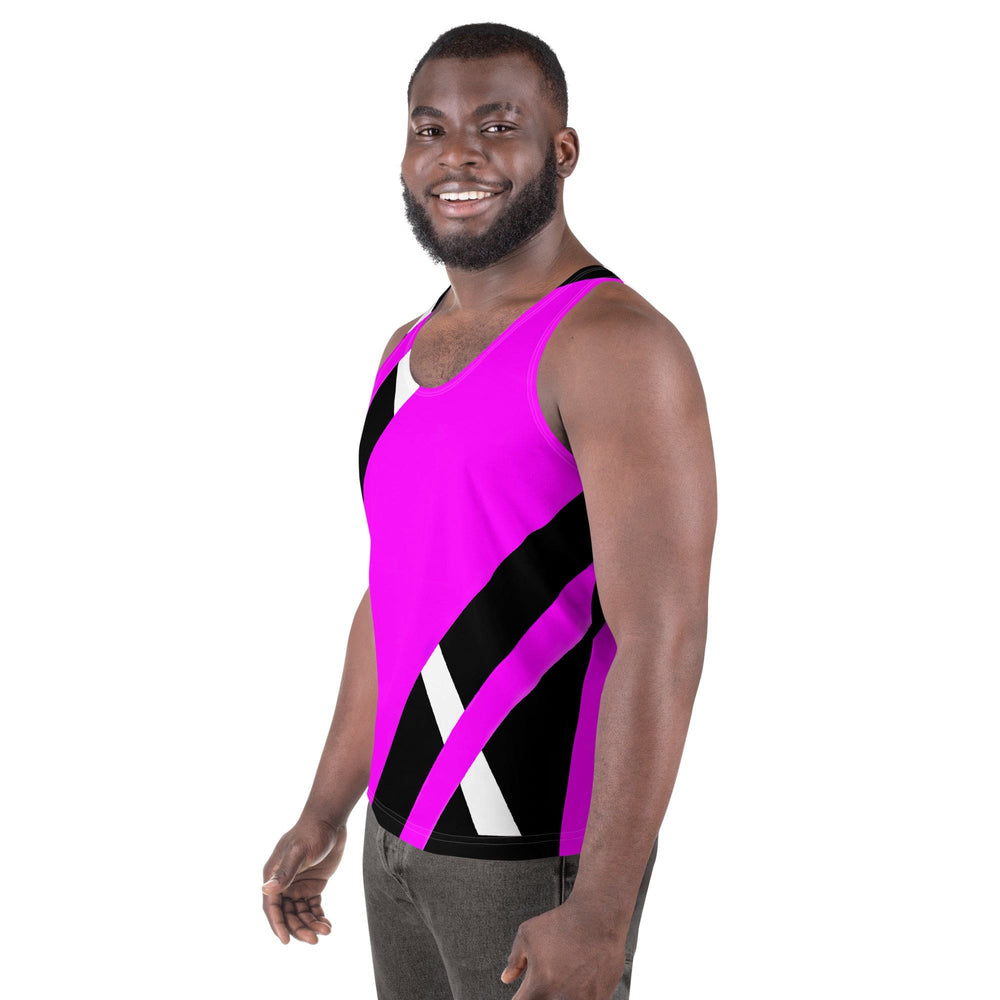 Mens Stretch Fit Tank Top Black And Pink Pattern
