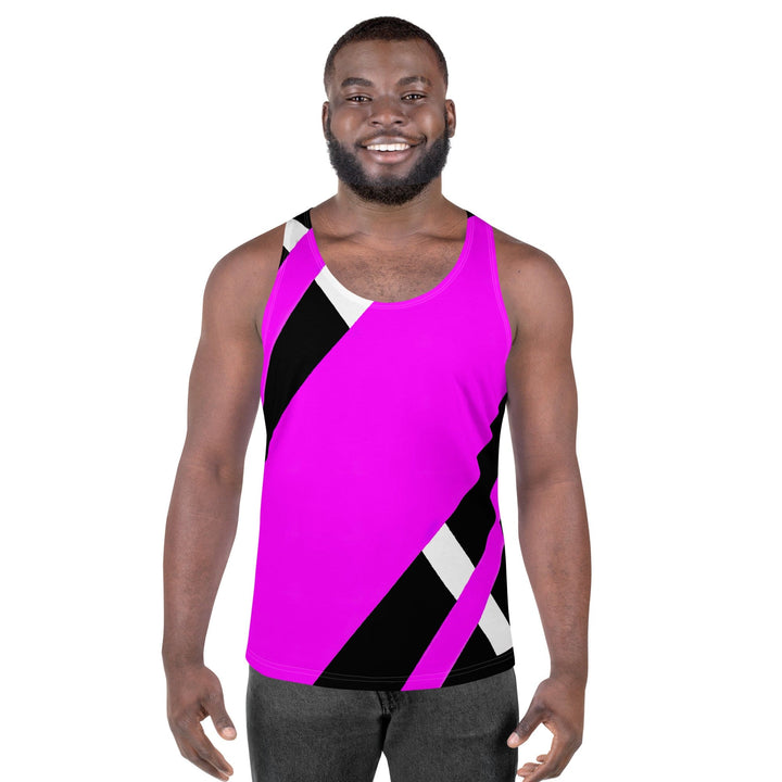 Mens Stretch Fit Tank Top Black and Pink Pattern - Mens | Tank Tops | AOP