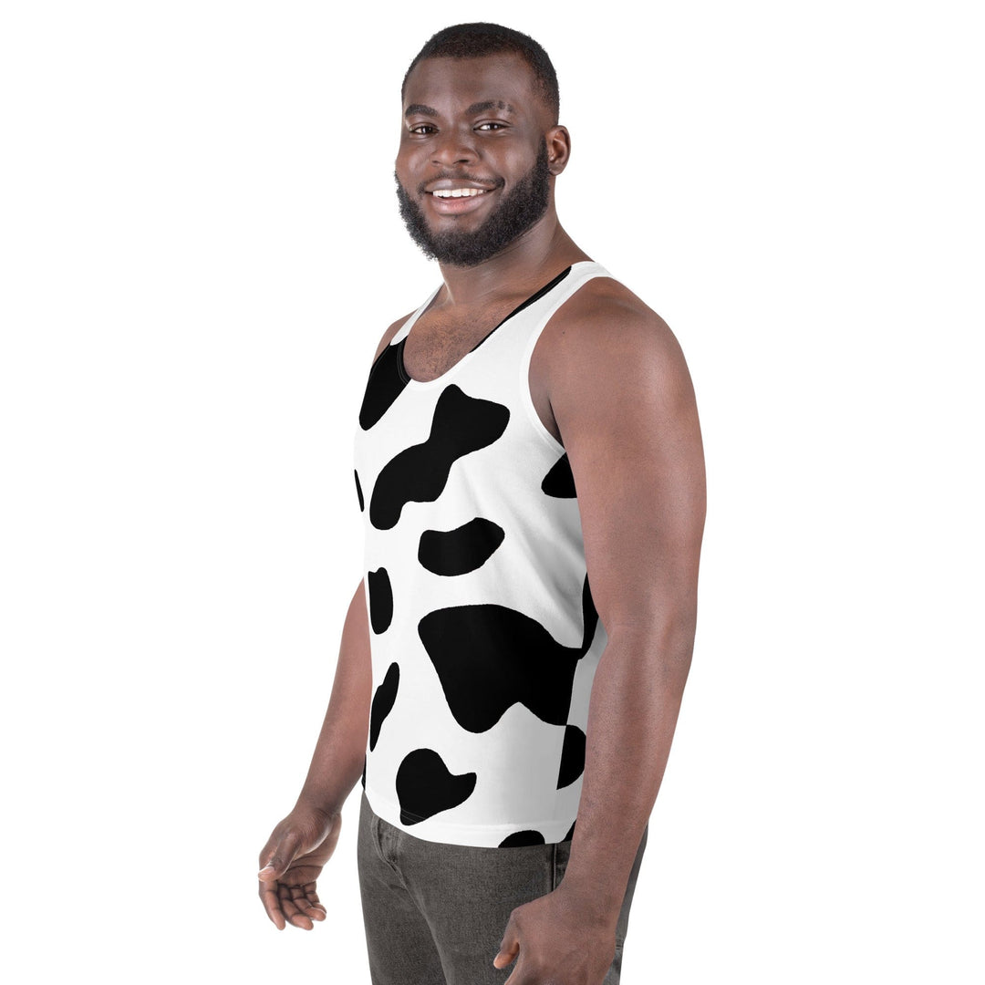 Mens Stretch Fit Tank Top Black White Cow Print - Mens | Tank Tops | AOP