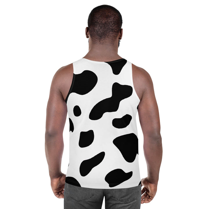 Mens Stretch Fit Tank Top Black White Cow Print - Mens | Tank Tops | AOP