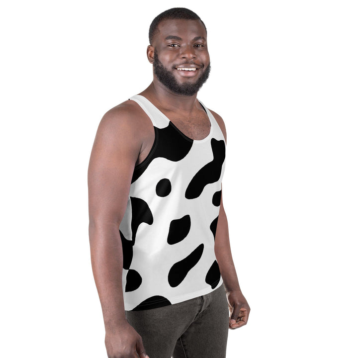 Mens Stretch Fit Tank Top Black White Cow Print - Mens | Tank Tops | AOP