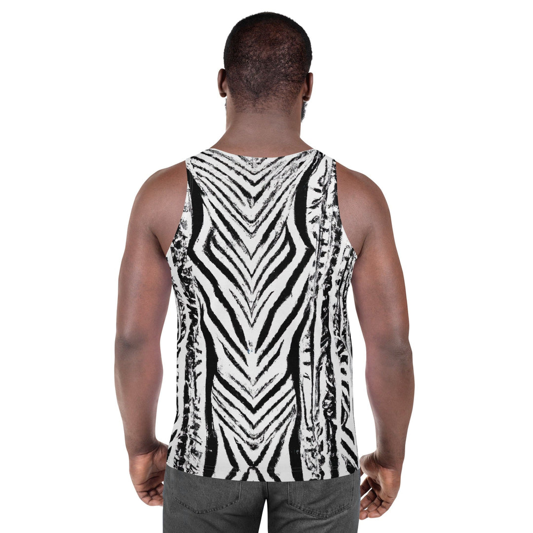 Mens Stretch Fit Tank Top Black And White Native Pattern