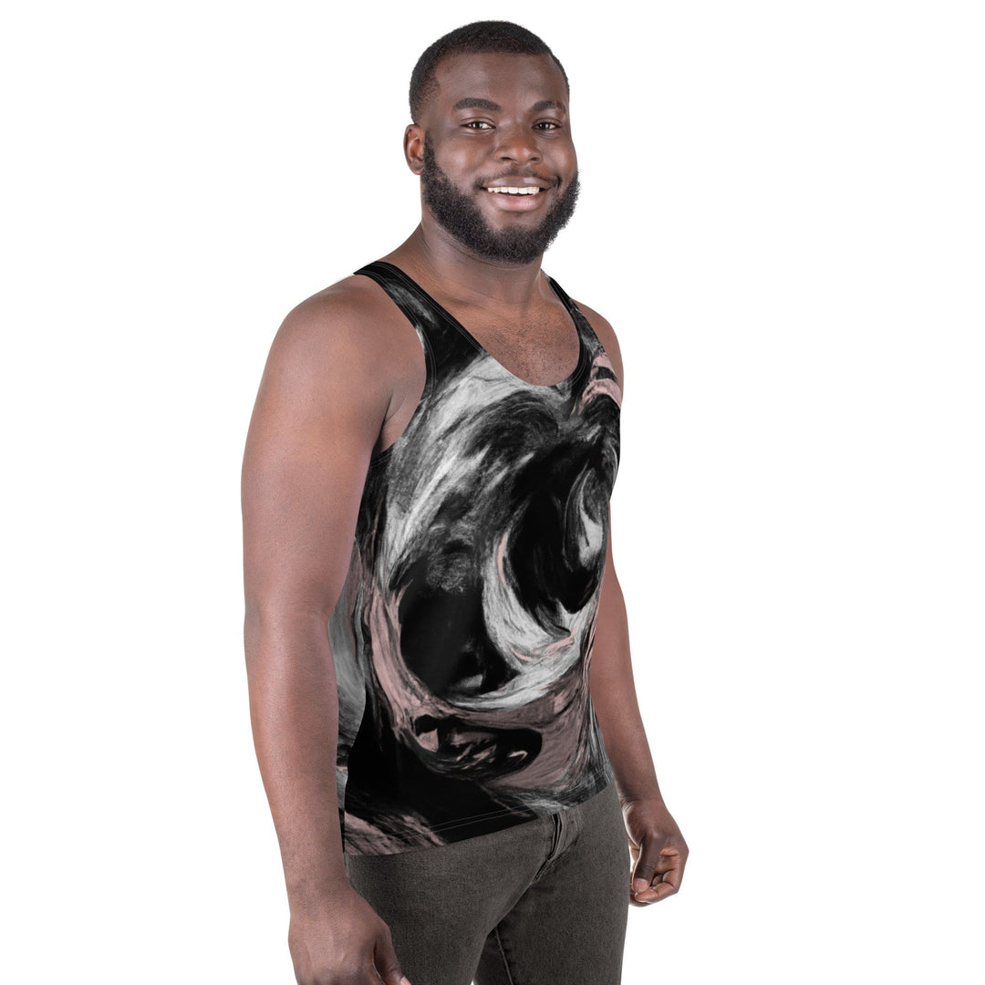 Mens Stretch Fit Tank Top Black Pink White Abstract Pattern - Mens | Tank Tops