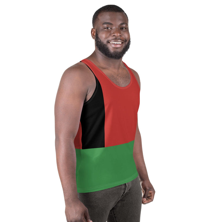 Mens Stretch Fit Tank Top Black Red Green Stripped 4 - Mens | Tank Tops | AOP